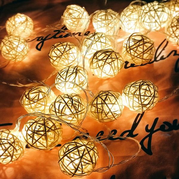 

rattan ball battery operated warm white led bedroom fairy party string lights