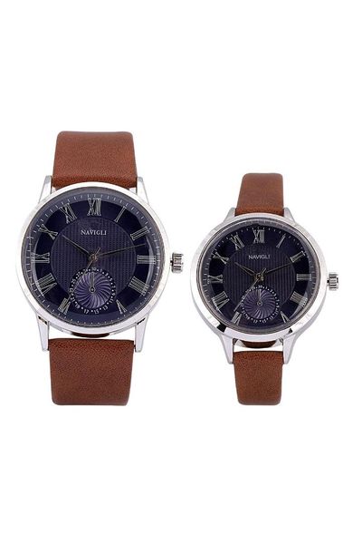 

navigli dual clock 0 set 741607, Slivery;brown