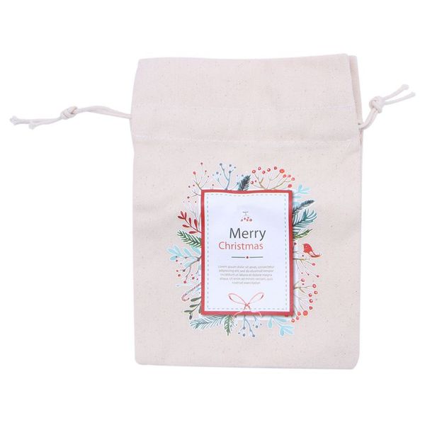 

unique design large christmas gift bag home party decoration vintage drawstring canvas dinner table gift bag supplies 4#