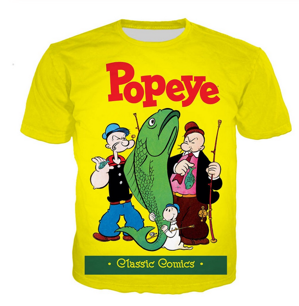 

2019 классический мультфильм popeye новые fashiont-рубашка мужчины женщины лето унисекс 3d печати с коротким рукавом crewneck повседневная т, White;black