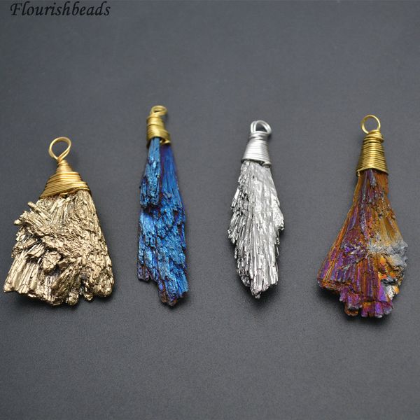 

wire wrapped rom rough stone kyanite pendants fit necklace making, Silver