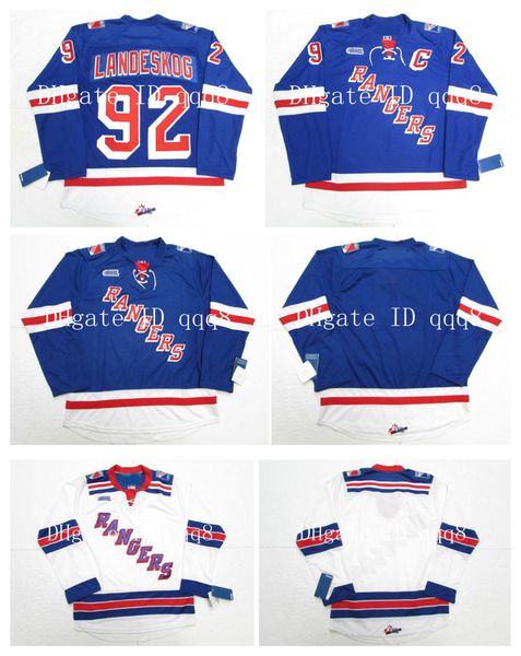 

ohl kitchener rangers jerseys 92 gabriel landeskog blue white custom any name number 100% stitching custom hockey jerseys, Black;red