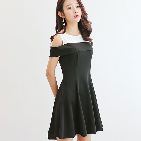 

spring-summer new womens large size fashion korean version was thin short-sleeved dress-style bottoming skirt, Black;gray