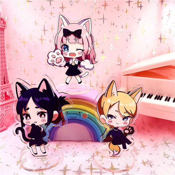 

kaguya-sama love is war key chain anime keychain cartoon keyring acrylic key ring woman kids man girls cute shinomiya kaguya, Silver