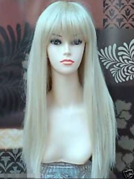 

new long platinum-blonde fashion straight wig, Black
