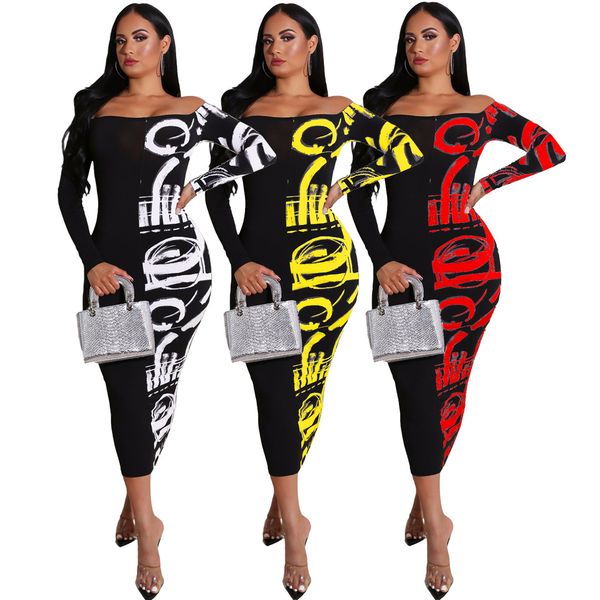 

designer women's dress summer europe and america fashion stitching multicolor large size note printing long skirt ins new size s-2xl, Black;gray