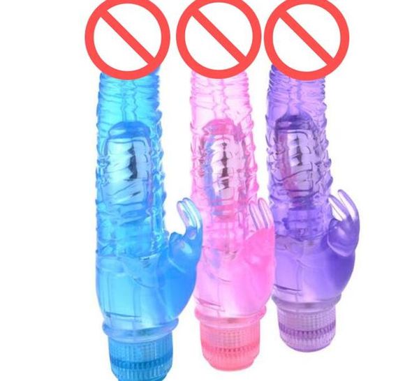 Vibratore del dildo del coniglio di cristallo, stimolatore flessibile del punto G multivelocità Jelly Dildo Vibe, giocattoli del sesso per adulti per le donne da DHL