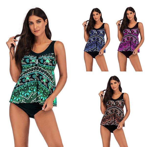 

2020 новый плюс размер 5xl два купальник tankini белый печать купальники женщины ретро swim платье купальный костюм купальный костюм для, White;black