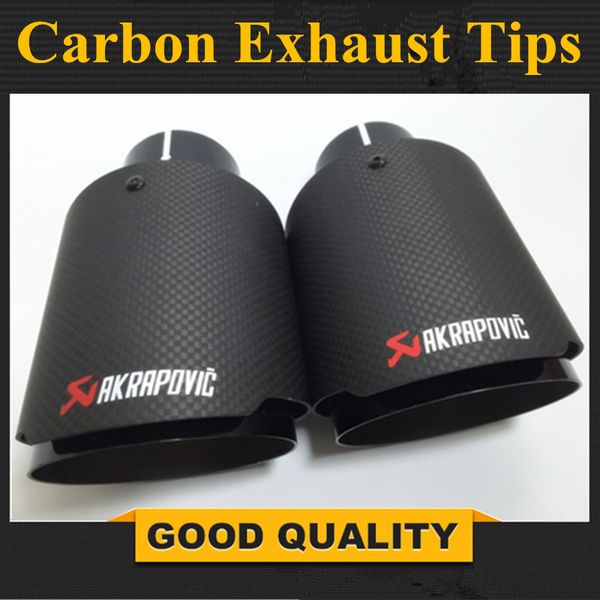 

2pcs carbon fiber coated stainless steel universal car exhaust pipe tip tailtip 89mm / 63mm akrapovic car exhaust gloss black