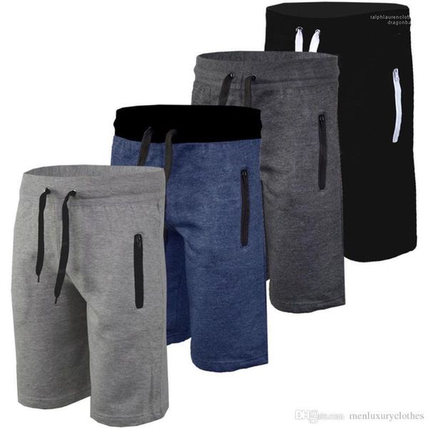 

waist zipper gym shorts mens casual sports shorts solid color loose half knee length short athletic, White;black