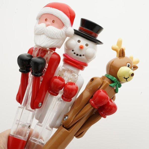 

santa claus ballpoint pen boxing decompression oily pen light christmas gift toy party supply stationery school supplies, Blue;orange