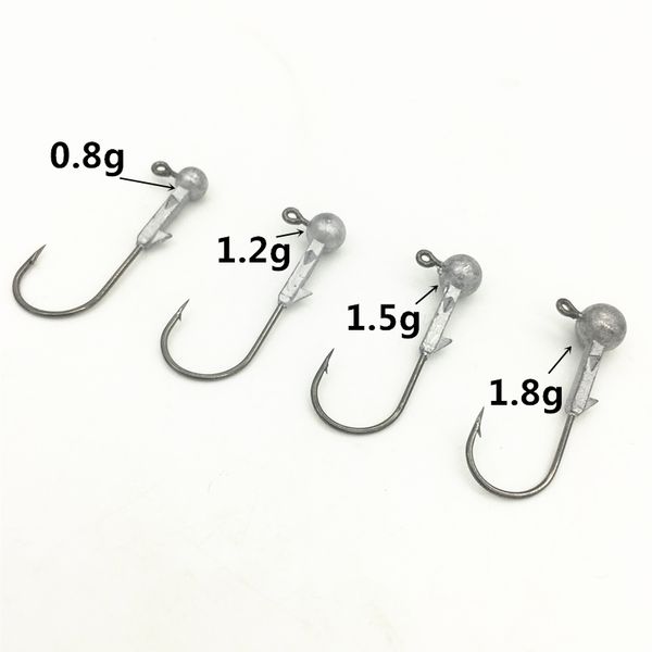 

5pcs*0.8g/1.2g/1.5g/1.8g crank hook jig head hook fishing sea lead head jig lure hard bait soft worm for fishing