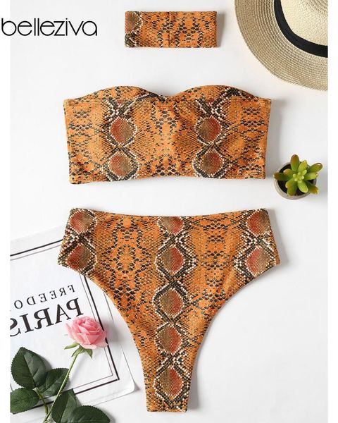 

bikini clearance snakeskin print bandeau with choker