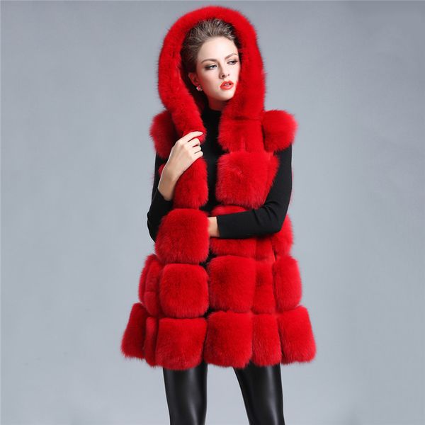

faux fur coat women black gray red s-3xl plus size loose hooded fur jackets 2019 new autumn winter fashion slim clothing jd367