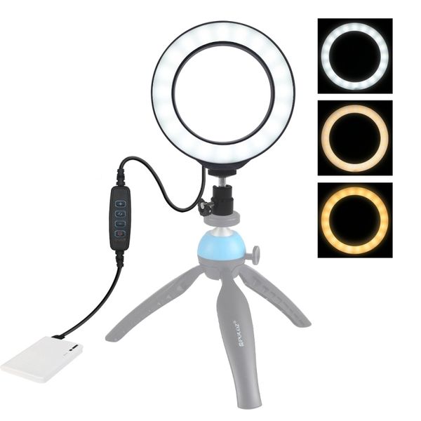

pu377 4.7 inch 12cm usb 3 modes dimmable led ring vlogging pgraphy video lights with cold shoe tripod ball head