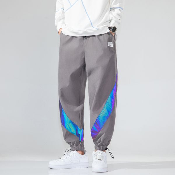 

men's pants mens summer solid cotton trousers male loose full-length, Black
