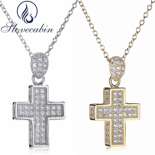 

slovecabin real 100% 925 sterling silver cross pendant & necklace for women thick cross pendant necklace with aaa zircon fine