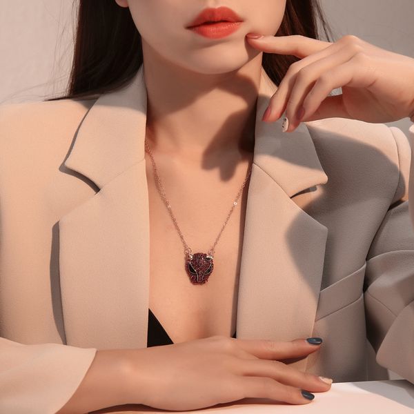 

abdoabdo personality necklace retro animal necklace fashion ladies crystal dazzling leopard head pendant long choker, Silver