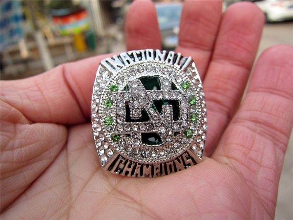 

2016 north dakota fighting hawks ice hockey championship ring silver color souvenir men fan gift 2019 whole drop 281s, Golden;silver