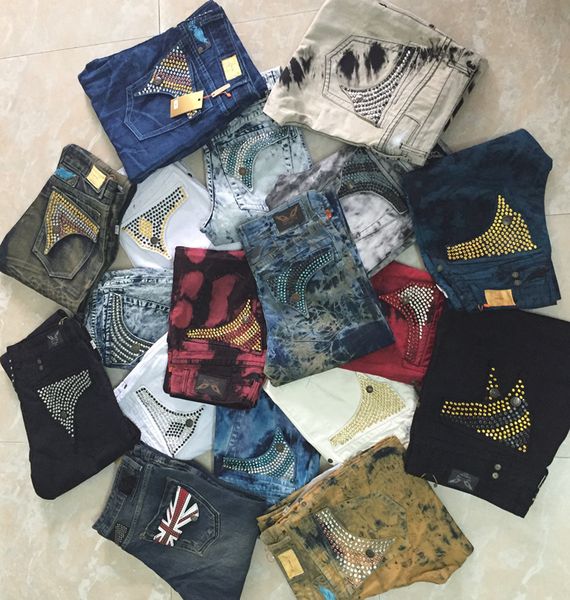 

new mens jeans robin pants denim studs crystal pockets wings clips straight biker desiger trousers hot, Blue