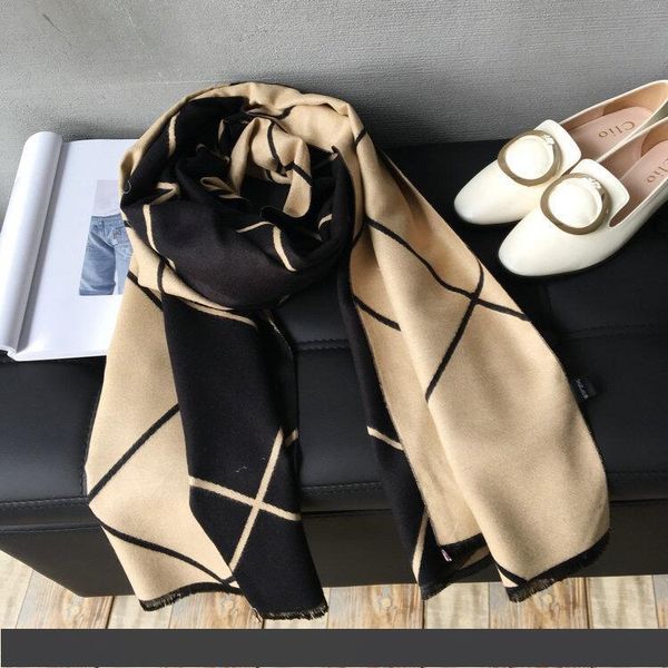 

2019 новая зимняя леди продает двустороннюю декоративную строчку англия классический плед кашемировые шарфы женщины, Blue;gray