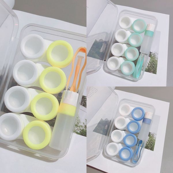 

fvujl hipster four-pack portable pupil storage set of 4 four-piece set of 4 solid color frosted four-pack companion box myopia invisible gla