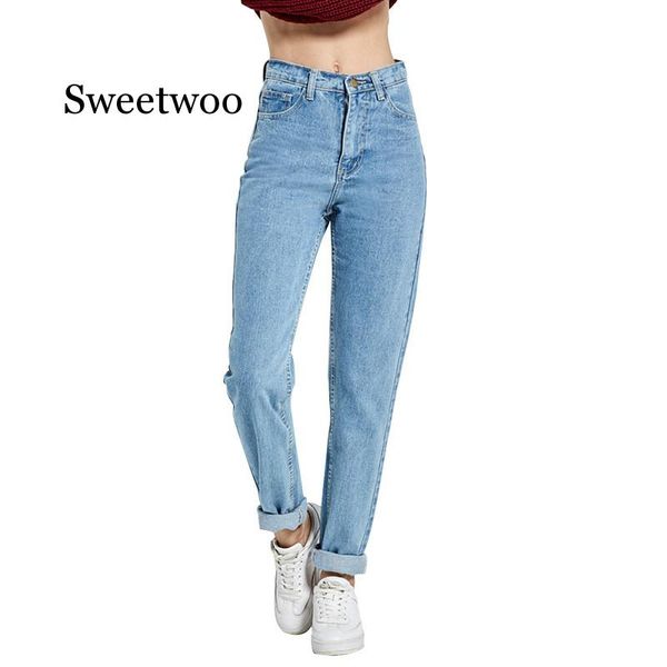

2020 harem pants vintage high waist jeans woman jeans full length cowboy denim pants, Blue