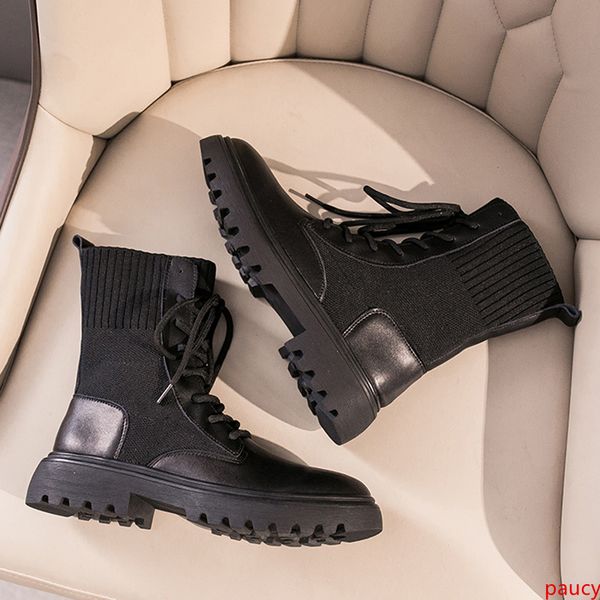

designer luxury women boots winter boots 2019 black fly knitting military triple martin boots size 35-40