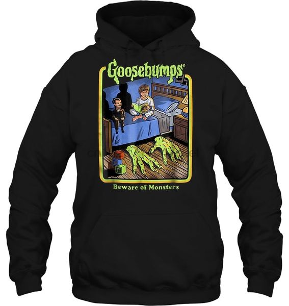 

men hoodie goosebumps beware of monsters halloween women streetwear, Black