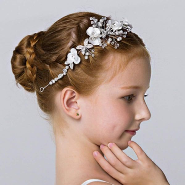 Queair Cute Princess Flower Headband For Girl And Flower Girls Wedding Tiaras Suitable On Wedding Party Evening And Birthday Baby Girl Headbands With
