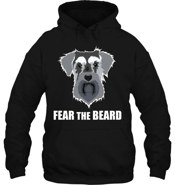 

men hoodie dog meme fear the beard mini schnauzer dog women streetwear, Black