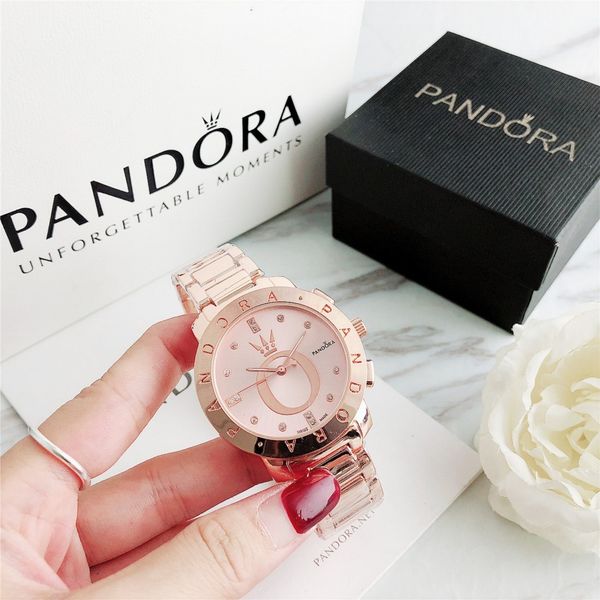 

new fashion luxury 40mm pandora men's and women's watches with box men's watch ladies watch casual quartz watches, Slivery;brown