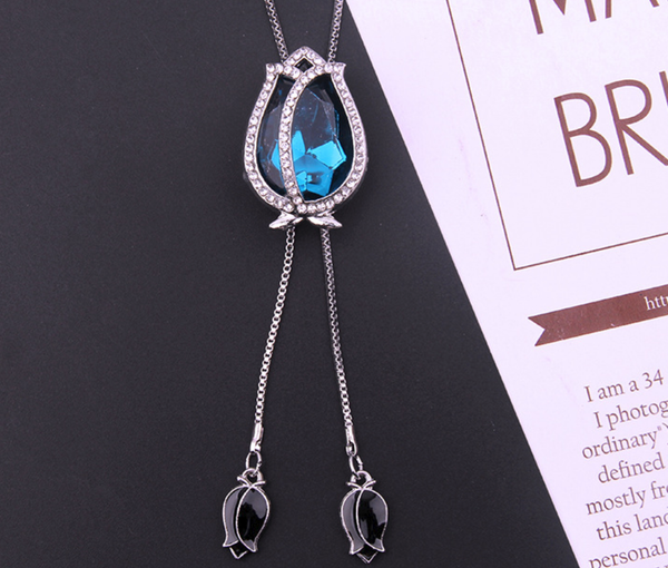 

crystal necklace long sweater joker, Silver