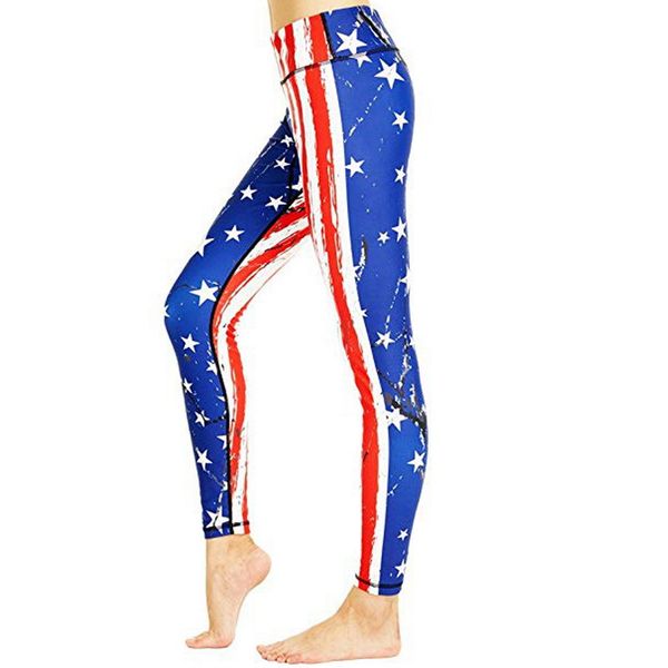 

european and american yoga pants american flag digital print yoga pants clothes women leggings, Black