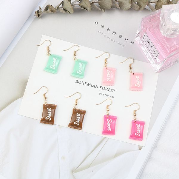 

cweet macaron цвет конфеты серьги с подвесками забавные серьги-капли для девочек, Silver