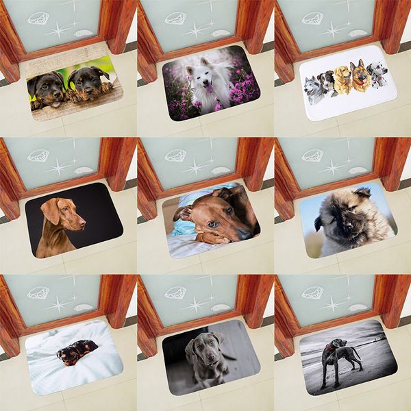 

new 2 sizes 40x60cm 50x80cm anti slip doormat for entrance door mats outdoor indoor front door mat dogs printed thicken flannel