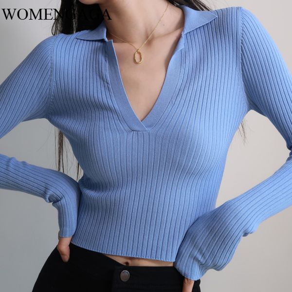 

2020 летние женщины сексуальная погружение шеи с длинным рукавом перемычка тощий ребра приталенный вязаный пуловер с длинным рукавом полосат, White;black