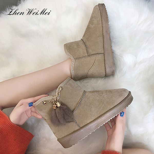 

new winter fashion platform casual shoes woman warm fur inside women ankle bootssnow boots chain faux suede snow boots creepers, Black