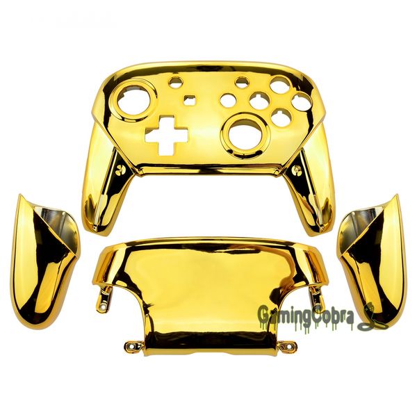 

глянцевая chrome gold планшайбы backplate корпус shell крышка с ручками рельсы замена для nintendo переключатель pro controller