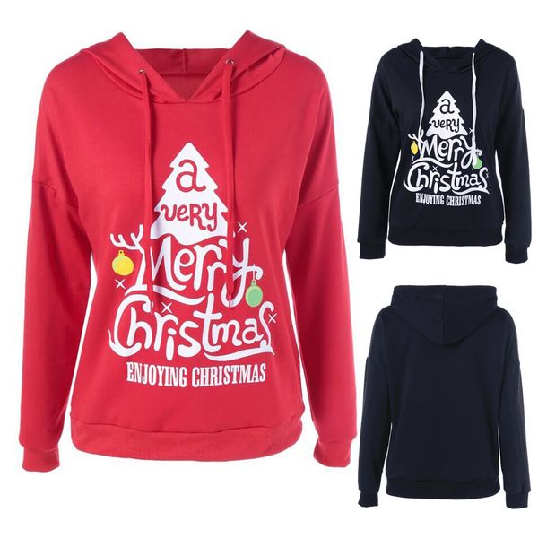 

print hoodies autumn sweatshirt 2019 women coat christmas women's long sleeve hooded print solid color sweatshirt blouse, Black