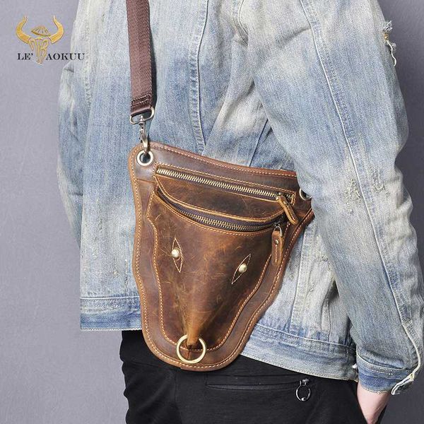 

waist bags genuine real leather men design casual brown classic shoulder sling bag fashion travel fanny belt pack leg 833