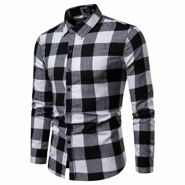

men's warm plaid shirts flannel long sleeve formal shirt outfit, White;black