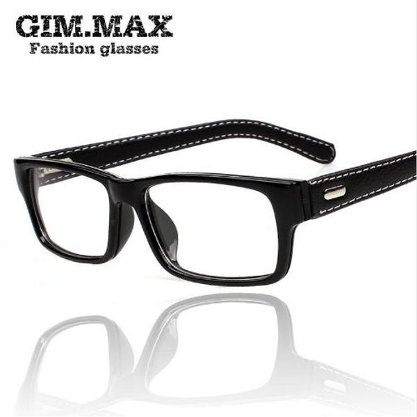 Toptan-Mincl / Gimmax kare kare düz cam gözlük frampia bağbozumu siyah deri gözlük gözlük
