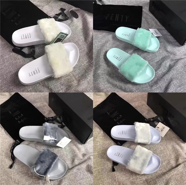 

women sandals princetown fashion fur mules flats chain ladies casual shoes women women fur slippers genuine leather tb2#103, Black