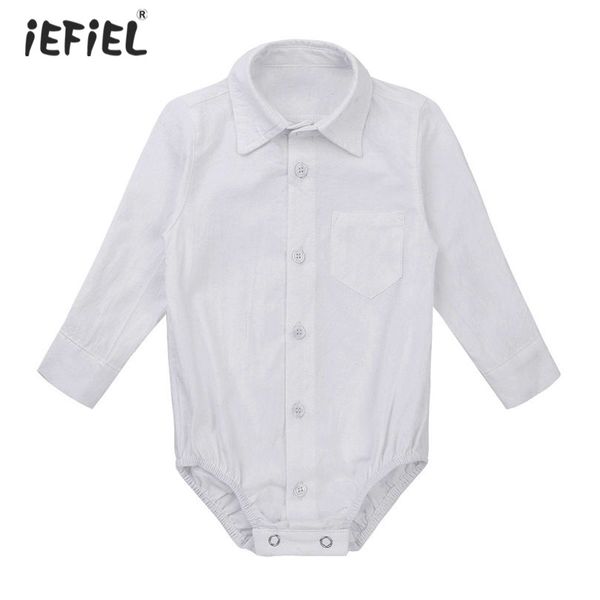 

white newborn baby rompers jumpsuit gentleman boy toddler shirt rompers long sleeves formal baby boy romper shirt clothes, Blue