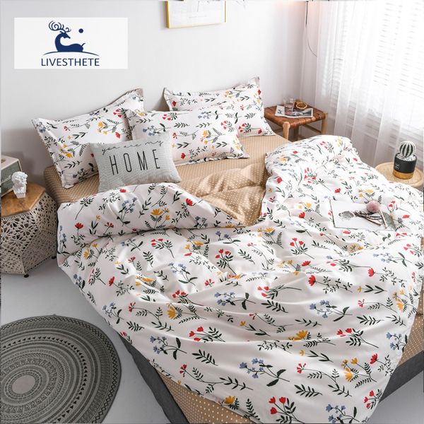 

liv-esthete fashion flowers pastoral bedding set soft printed duvet cover pillowcase  king bed sheet bedspread flat sheet