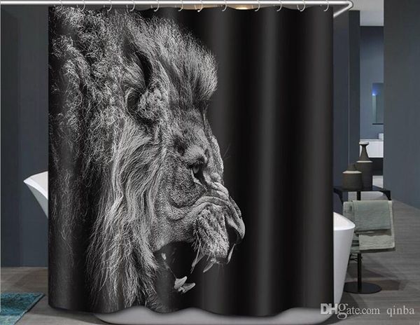 

black waterproof fabric bathroom curtain shower curtain custom animal african lion print polyester shower curtain and cushion cover