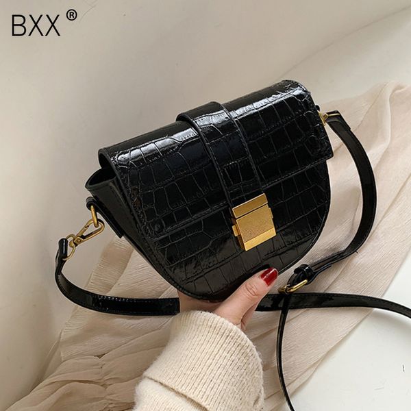

bxx] stone pattern pu leather saddle bag for women 2020 all-match flap shoulder messenger bag female crossbody handbags hk051