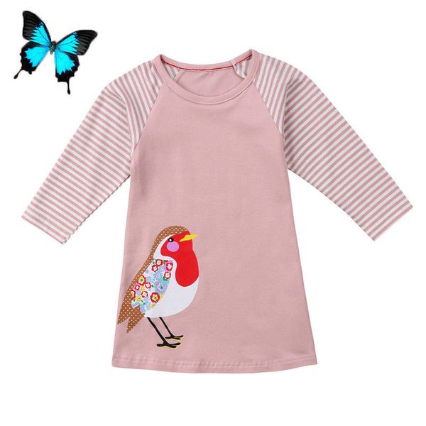 

pudcoco платья девушка хлопок cute kids ребёнка платье bird party костюм аксессуары 2-7years, Red;yellow