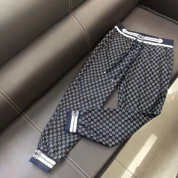 

new luxurious italy brand design long pants terry trousers all-match fashion full print hip-hop high streetwear cool sports ourdoor trousers, Brown;gray